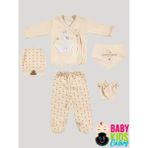 Baby Kids Colors 5 Parça Kutulu Sertifikalı Organik Saf Pamuklu Sevimli Hastane Çıkışı Set - Yenidoğan - Kuğu