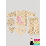 Baby Kids Colors 5 Parça Kutulu Sertifikalı Organik Saf Pamuklu Sevimli Hastane Çıkışı Set - Yenidoğan - Pembe