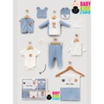 Baby Kids Colors Ayıcık Nakışlı %100 Pamuklu 10'lu Hastane Çıkışı - Mavi - Yenidoğan