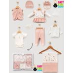 Baby Kids Colors Çiçek Nakışlı %100 Pamuklu 10'lu Hastane Çıkışı - Pembe - Yenidoğan