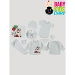 Baby Kids Colors Kutulu Yeni Doğan Bebek Geyik Zıbın Takımı 10'lu Parça %100 Pamuk Noel Yılbaşı Kutlama - Krem - Yenidoğan