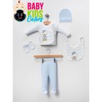 Baby Kids Colors Ördek Nakışlı (Kutulu) Pamuklu Yeni Doğan 5'li Hastane Çıkışı - Yenidoğan - Mavi