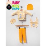Baby Kids Colors Ördek Nakışlı (Kutulu) Pamuklu Yeni Doğan 5'li Hastane Çıkışı - Yenidoğan - Sarı