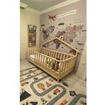 Baby Kinder Back Roofed Doğal Ahşap Yatak Montessori Bebek Ve Çocuk Karyolası