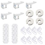 Baby Lock Bebek Çocuk Güvenlik Seti, 5 Çekmece Dolap Kilidi, 8 Köşe Koruyucu ve 12 Priz Koruyucu, 4 Kapı Koruyucusu Orijinal 3M Çift Taraflı Bantlı