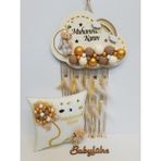 Baby Lüks Babylüks Bubble Ledli Bulut Kapı Süsü + Takı Yastığı - Krem Rengi