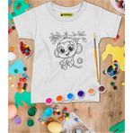Baby Maymun Tişört Boyama Seti – Çocuk Full Set Fırçalı, Kreatif Elbise Tasarım Oyunu, 3+ Yaş - Beyaz
