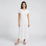baby mom Anne Gecelik Çiçek Baskılı Çıtçıtlı Bisiklet Yaka Short Sleeve Desenli - Ekru