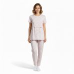 baby mom Anne Hamile Pijama Takımı Çiçek Baskılı Bisiklet Yaka Short Sleeve Patiksiz - Ekru
