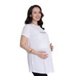 baby mom Anne Hamile Tişört Bisiklet Yaka Kısa Kol - Beyaz Baskılı