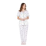 baby mom Baby Mom Anne Pijama Takımı Çiçek Baskılı Çıtçıtlı Bisiklet Yaka Kısa Kol