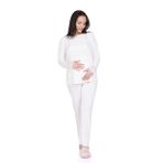 baby mom Baby Mom Anne Pijama Takımı Düğmeli Modelli Yaka Uzun Paça Uzun Kol