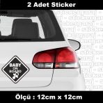 Baby On Board Arabada Bebek Var Sticker 2 Adet- Araba Kask Motosiklet Laptop Tablet Pc Atv Uyumlu Sticker 2 Adet