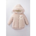 Baby Oyuncak Ayı İçi Kürklü Soft Kumaş Cepli Kapüşonlu Kışlık İçi Peluş Erkek Kız Bebek Mont Şişme Bej 6 YAŞ