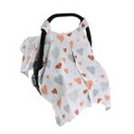 baby plus Müslin Ana Kucağı Ev Tipi Örtüsü - Kalp Desenli