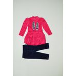 Baby Slon Kids Clup Kışlık kadife tunik üstlü ayakkabı baskılı kadife taytlı bisiklet yakalı kız bebek çocuk takımı