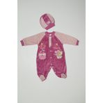 Baby Slon Kids Clup Kışlık kadife uğur böc nakışlı şapkalı full çıtçıt kapamalı patikli bisiklet yakalı kız bebek tulumu