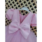 Baby Smile Yakası Inci Detaylı Karpuz Kollu Kız Çocuk Elbise - Açık Pembe - 8 Yaş