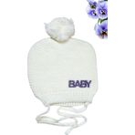 Baby Taşlı Kız Bebek Triko Bere ST08333 KREM STANDART