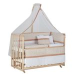 Baby Tech 60x120 cm Naturel Boyasız Kahve Zikzak Uyku Seti Beşik