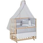 Baby Tech Babytech 50x90 cm Naturel Boyasız Gri Yıldızlı Uyku Seti Beşik