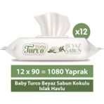 Baby Turco 12x90'lı Beyaz Sabun Kokulu Islak Havlu