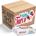 Baby Turco 24x90 Yaprak Beyaz Sabun Kokulu Plastik Kapaklı Islak Havlu Mendil