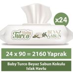 Baby Turco Beyaz Sabun Kokulu 24x90 Adet Islak Bebek Havlusu