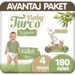 Baby Turco Doğadan 180 Adet Külot Bez 4 Beden 8-18 kg Hızlı Emici Teknoloji ile Rahatlık