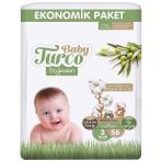 Baby Turco Doğadan Ekonomik Paket Midi 3 Beden Bebek Bezi 56 Adet