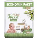Baby Turco Doğadan Ekonomik Paket Mini 2 Beden Bebek Bezi 68 Adet