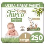 Baby Turco Doğadan No:1 Yenidoğan 250 Adet Bebek Bezi