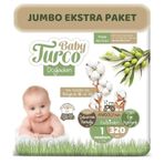 Baby Turco Doğadan No:1 Yenidoğan 320 Adet Bebek Bezi