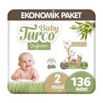 Baby Turco Doğadan No:2 Mini 136 Adet Bebek Bezi