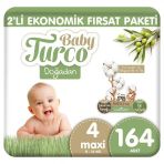 Baby Turco Doğadan No:4 Maxi 164 Adet Bebek Bezi