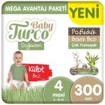Baby Turco Doğadan Pofuduk No:4 Maxi 300 Adet Külot Bebek Bezi