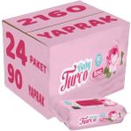 Baby Turco Islak Havlu Mendil 90 Yaprak Gül Kokulu 24 lü Set 2160 Yaprak Plastik Kapaklı