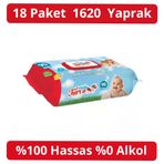 Baby Turco Klasik Kapaklı 18x90 Adet 1620 Yaprak Islak Havlu