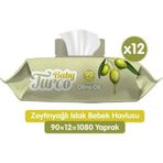 Baby Turco Zeytinyağlı Islak Bebek Havlusu 12 x 90'lı Islak Mendil Havlu