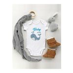 Baby Whale Balık Desenli Organik Kısa Kol Çıtçıtlı Bebek Body 54818WHALEN, 3 Ay