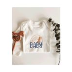 Baby Yazılı Gökkuşağı Uzun Kol Çıtçıtlı Organik Bebek Body 422-LMN, 6 Ay