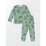 Baby Yeşil Bisiklet Yaka Uzun Kollu Baskılı Erkek Bebek Pijama Takımı - Mat Yeşil - 6 - 9 Ay