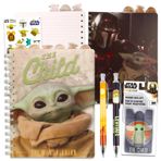 Baby Yoda Journal with Pens Set for Kids - Bundle with Mandalorian Spiral Notebook with Tabs Plus Baby Yoda Pens, Stickers, More | Star Wars Baby Yoda Diary Set for Kids
