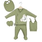 Baby zuff ERKEK BEBEK YENİDOĞAN HASTANE ÇIKIŞI 5Lİ ZIBIN SET 0-3 AY (YEŞİL)