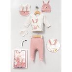Baby Zuhu Kız Bebek 5'li Hastane Çıkış Seti - Pembe - 0 - 3 Ay