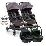 Baby2go Tulipa Cabin Otomatik Katlanan İkiz Travel Bebek Arabası / Siyah Gri