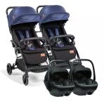 Baby2go Tulipa Cabin Otomatik Katlanan Mavi Siyah İkiz Bebek Arabası