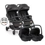Baby2go Tulipa Cabin Travel Otomatik Katlanan Siyah İkiz Bebek Arabası