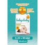 Baby&Baby 60x60 cm Kaydırmaz Bantlı Bebek Bakım Örtüsü 10'lu x 3 Yumuşak Pamuksu İç Yüzey