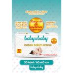 Baby&Baby Baby & Baby Kaydırmaz Bantlı Bebek Bakım Örtüsü 60 x 60 cm Süper Emici İç Yüzey 30 Adet
